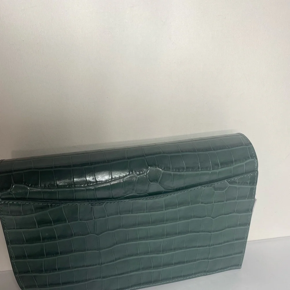 Jason Wu NWT Sage Leaf Croc Embossed Orbit Clutch - Picture 2 of 10